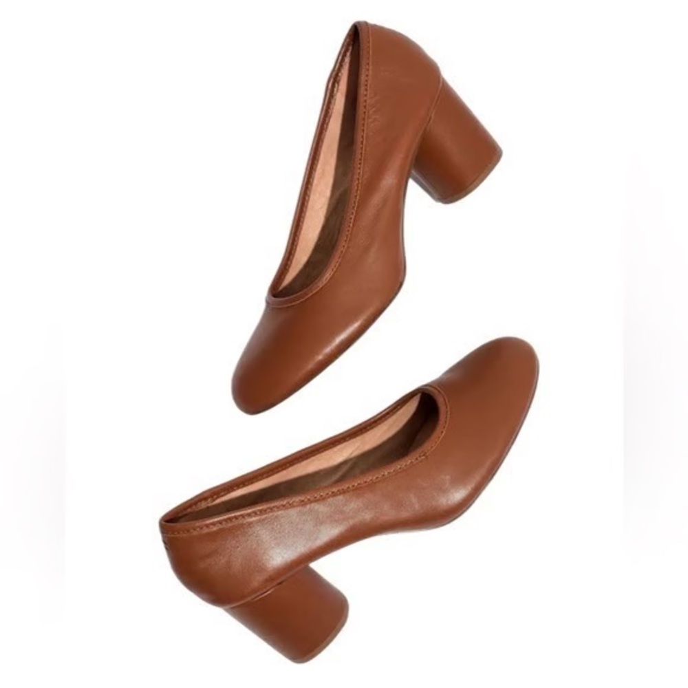 Madewell Round-Toe Block Heel Leather Pumps